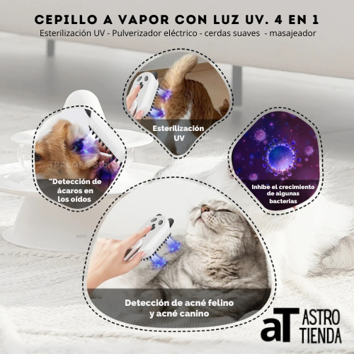 Cepillo a Vapor para Mascota Luz UV